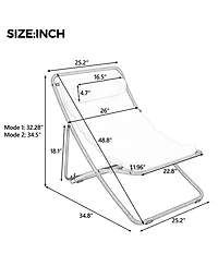 Rainsken 2-Piece Foldable Rattan Lounge Chair Set, Outdoor Reclining Chair with Adjustable Backrest, Thick Cushion and Removable Headrest for Beach