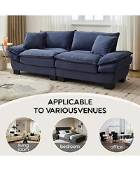 Rainsken 84" Corduroy Loveseat Sofa, Contemporary Deep Seat Couch with Cushion Pillows for Living Room and Home Office