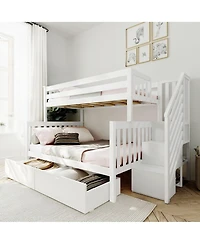 Max & Lily Twin over Full Staircase Bunk Bed with Storage Drawers
