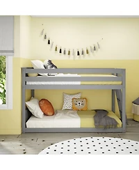 Max & Lily Solid Wood Twin over Low Bunk Bed with Ladder on End For Kids