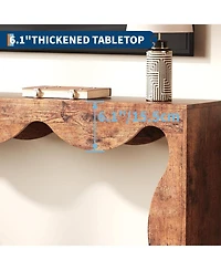 gaomon Farmhouse Scalloped Console Table for Entryway, Narrow Wood Sofa Table Behind Couch with Storage, Rustic Hallway Furniture for Living Rooms