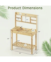 Sugift Wooden Potting Bench Table Garden Planting Workstation with 3-Tier Open Shelf