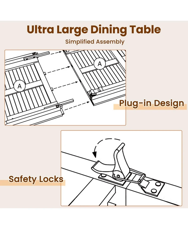 Gouun 71 in Teak Wood Patio Dining Table for 6 with Reinforced Metal Frame