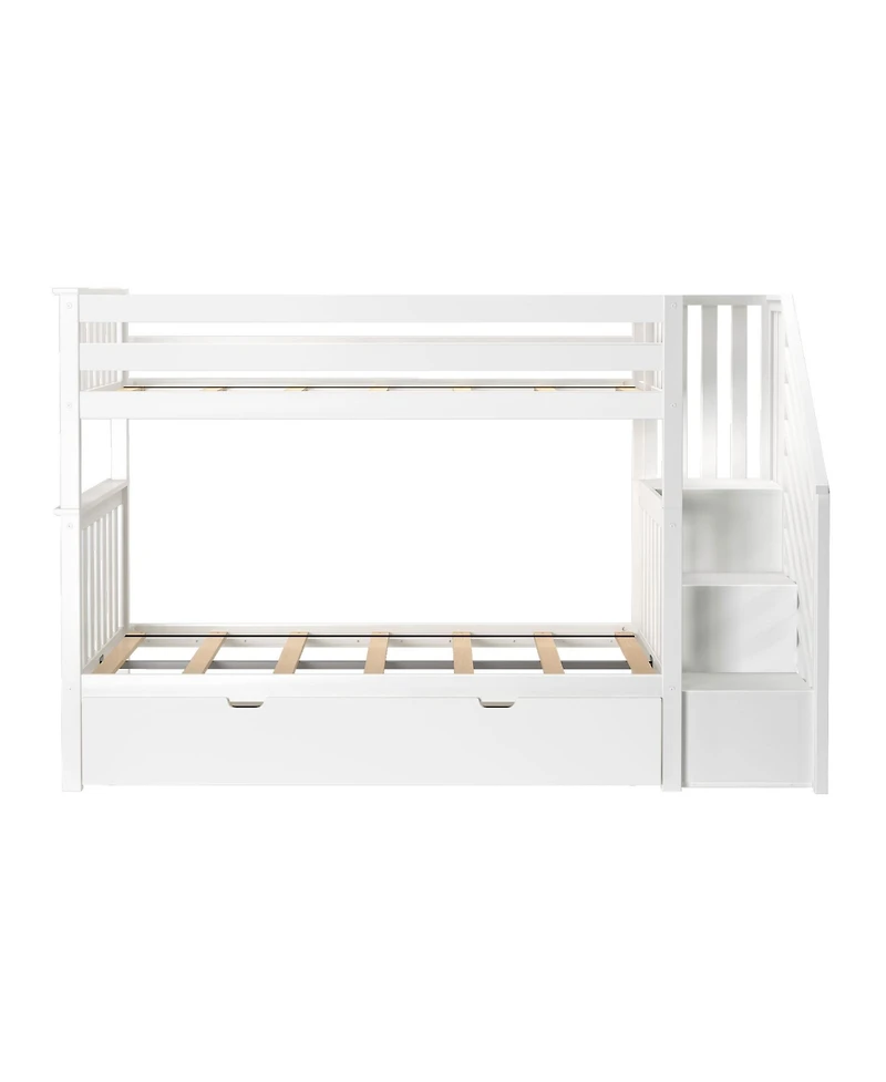 Max & Lily Max and Lily Twin over Twin Staircase Bunk with Trundle