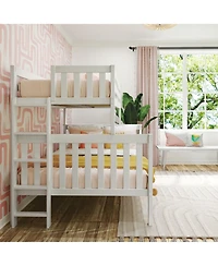 Max & Lily Solid Wood Bunk Bed, Twin over Full with Ladder on End for Kids