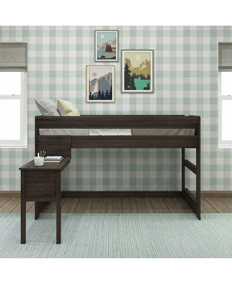 Max & Lily Solid Wood Loft Bed with Desk, Modern Farmhouse High Twin Loft Bed For Kids