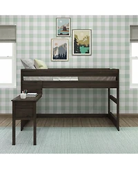 Max & Lily Solid Wood Loft Bed with Desk, Modern Farmhouse High Twin Loft Bed For Kids