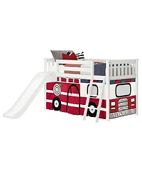 Max & Lily Low Loft With Easy Slide and Firetruck Curtain