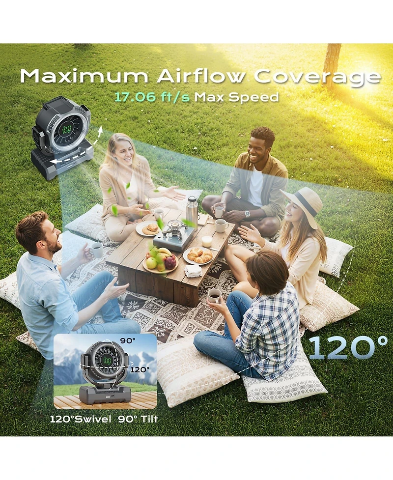 Gnuadz Camping Fan Portable Rechargeable Led Lantern Oscillation Outdoor 24000mAh