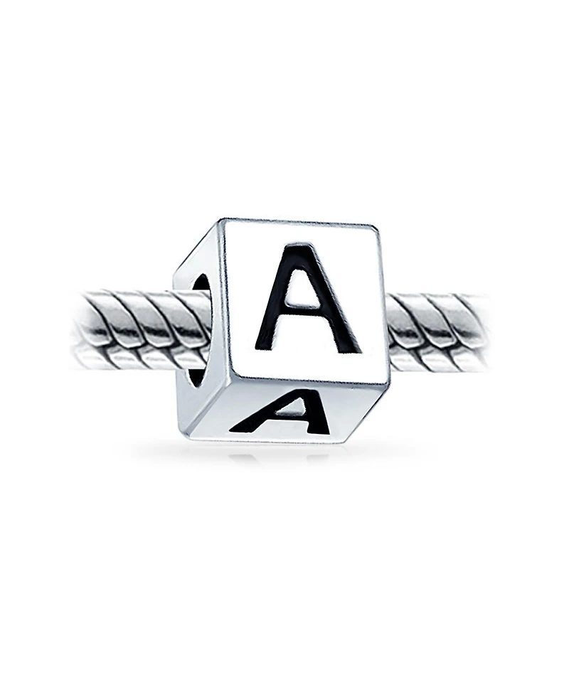 Bling Jewelry Block Letter Alphabet Initial Charm Bead For European Bracelet