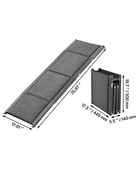 Aostirmotor 71" Folding Dog Ramp for Cars, Suv and Truck. Non-slip felt surface, supports up to 250lbs, portable design, ideal
