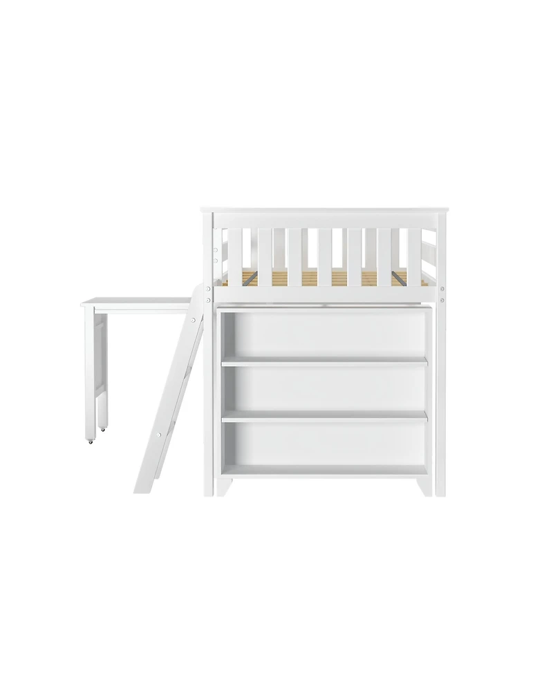 Max & Lily Twin-Size Low Loft With Pull-Out Desk and 3-Shelf Bookcases