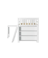 Max & Lily Twin-Size Low Loft With Pull-Out Desk and 3-Shelf Bookcases