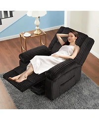 gaomon Corduroy Recliner Chair, Manual Recliner Sofa with Handle, Pillow Top Arms, Thick Padding, Side Pocket