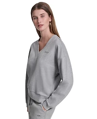Dkny Sport Women's Metallic Bubble Logo V-Neck Sweatshirt