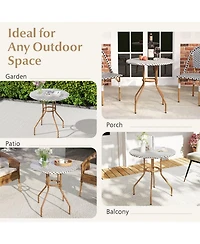 Gouun 27.5 in Pe Rattan Outdoor Bistro Table with Metal Frame