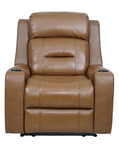 Belber Leather 41.75" Power Motion Lay Flat Recliner