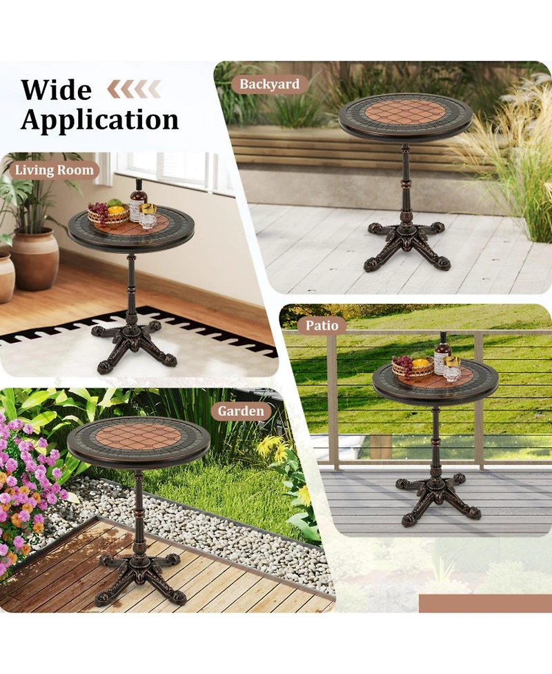 Gouun Cast Aluminum 24 in Round Outdoor Table with Weather-Resistant Finish