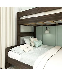 Max & Lily Bunk Bed Twin over Full Size, Modern Farmhouse Solid Wood Bunk Beds for Kids