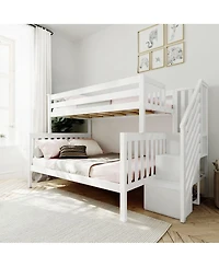 Max & Lily Solid Wood Twin over Full with Staircase for Kids