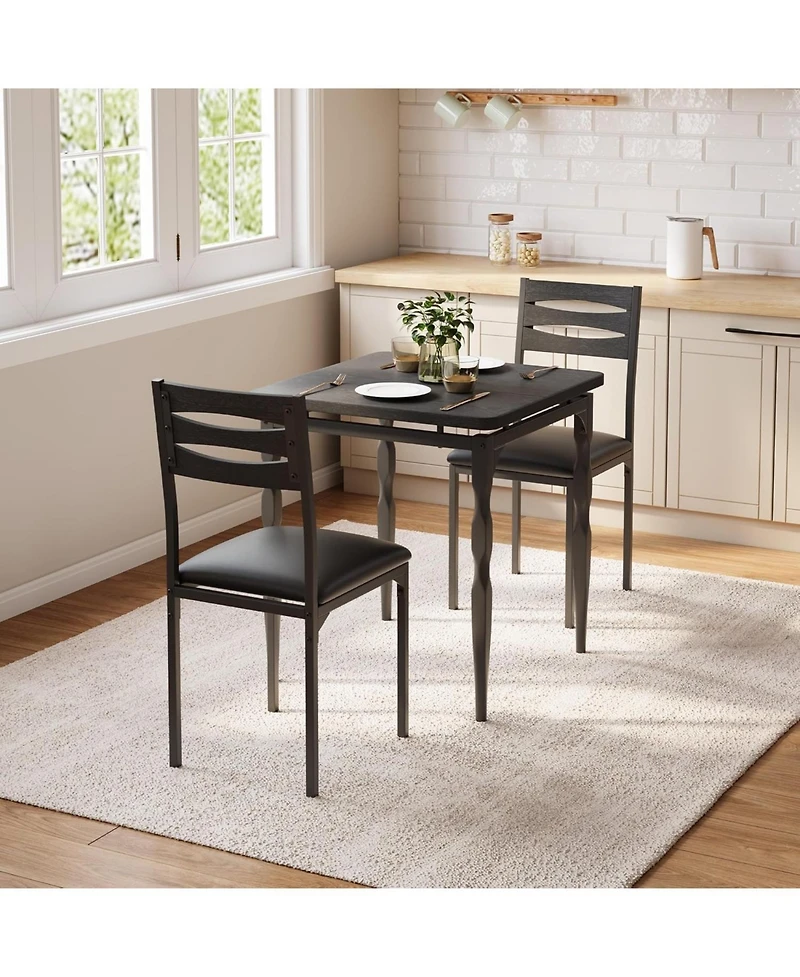 gaomon 3 Piece Dining Table Set, Farmhouse Style and Chairs Set for 2, Room Kitchen Apartment
