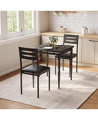 gaomon 3 Piece Dining Table Set, Farmhouse Style and Chairs Set for 2, Room Kitchen Apartment