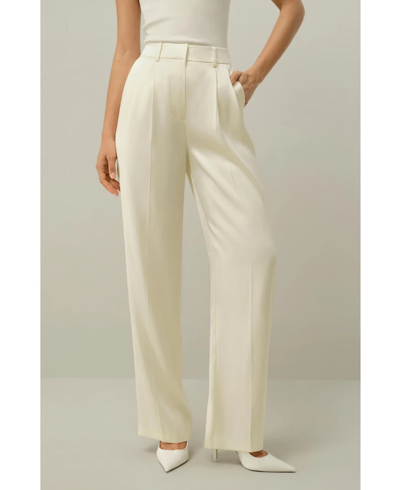 Lilysilk Women's Double-Faced Charmeuse Straight- Leg Pant