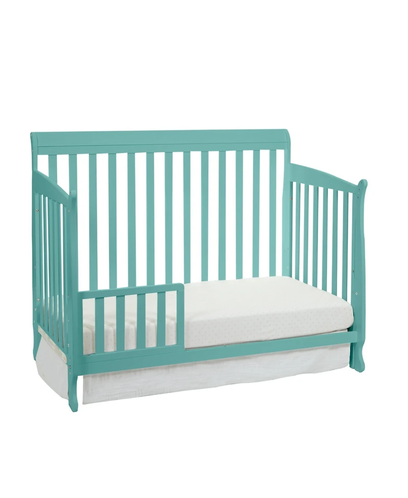 Flynama Turquoise 4in1 Convertible Crib Classic Sleigh Design Safe Finish for Baby Nursery