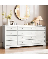 gaomon 12 Drawer Dresser, 63" Wide Wood Chest of Drawers Storage Cabinet.
