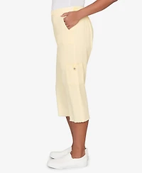 Alfred Dunner Petite Out of the Blue Fringe Denim Patch Pocket Capri Pants