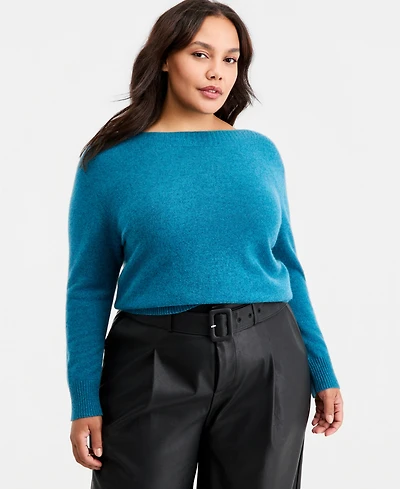 Charter Club Plus 100% Cashmere Boat-Neck Sweater, Macy's Exclusive