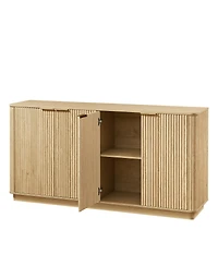 Streamdale Furniture Oak 63 Vertical Stripe Buffet Cabinet/Tv Stand