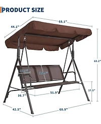 gaomon Patio Swing with Adjustable Canopy for Adults 3-Seat Outdoor Waterproof Textilene and Steel Frame Porch Swing Bench for Backyard Lawn Garden