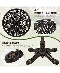 Slickblue 27Inch Round Cast Aluminum Patio Bistro Table with Hollow Top-Copper