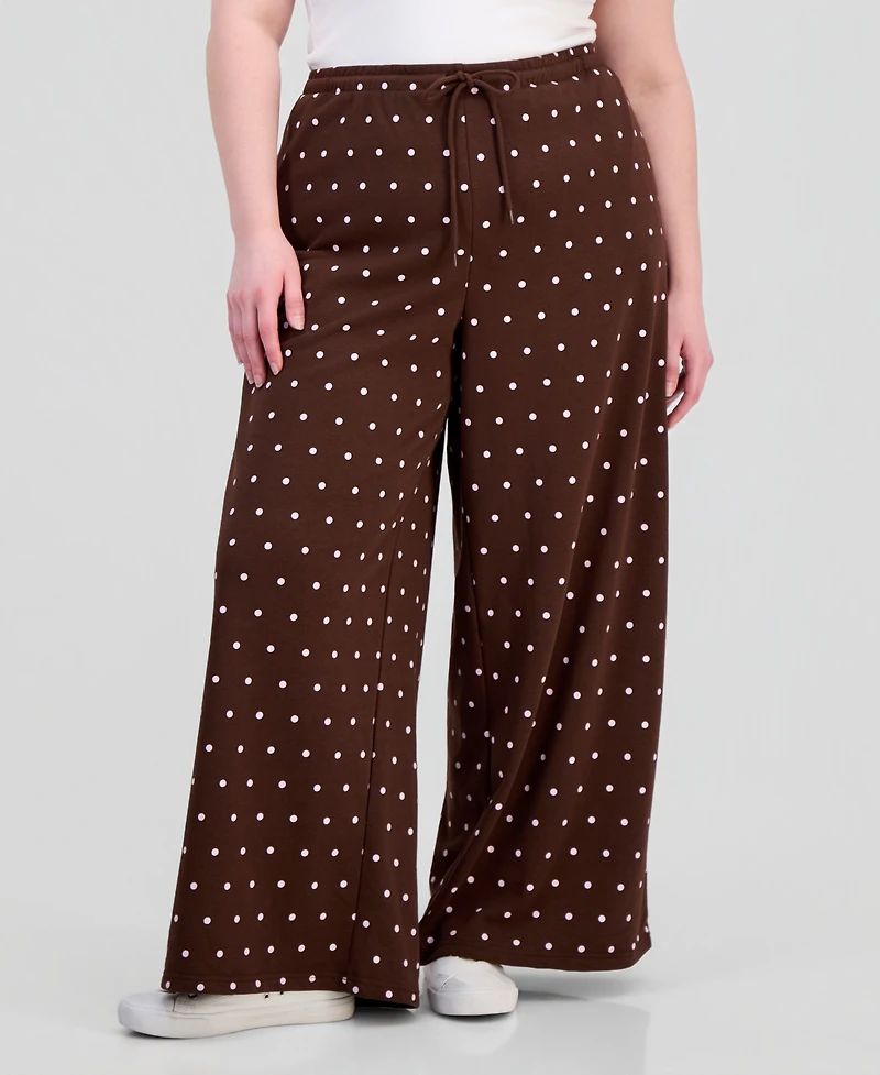 Rebel Veil Trendy Plus Wide-Leg Drawstring Sweatpants