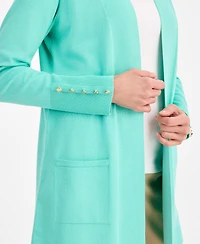 Jm Collection Women's Button-Sleeve Flyaway Cardigan Sweater
