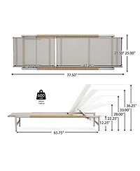Mondawe 2-Piece Adjustable Patio Chaise Lounges with Aluminum Frame