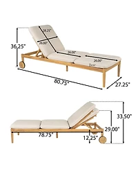 Mondawe Outdoor Chaise Lounge Set of Wheels and Cushions
