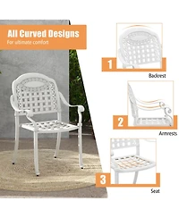 Gouun Cast Aluminum Patio Dining Chairs Set of 2 with Curved Armrests