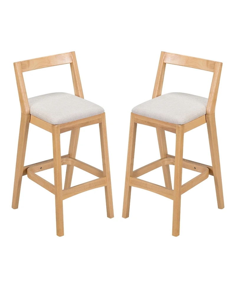 Rainsken Sturdy Rubberwood Structure with Soft Fabric Kitchen Bar Stools Set of 2