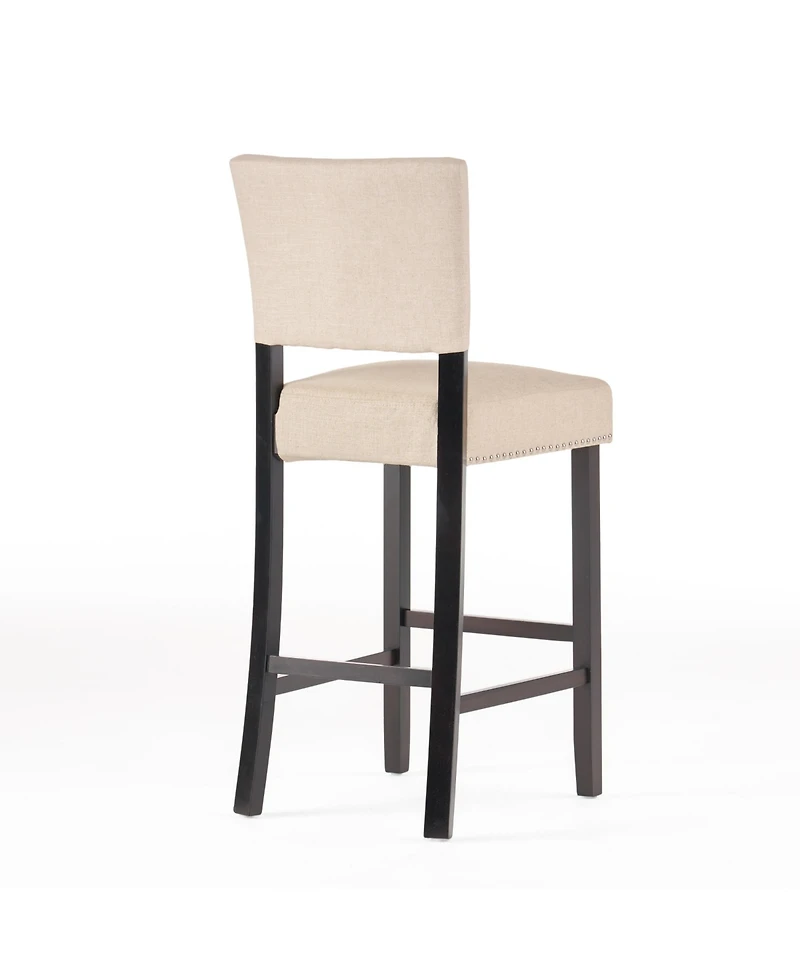 Rainsken Upholstered Counter Height Chairs Featuring Wood Frame and Rivet Accent Bar Stools Set of 2