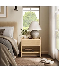 LuxenHome Hazel Oak Manufactured Wood 1-Drawer 1-Shelf 19" H End Table and Nightstand