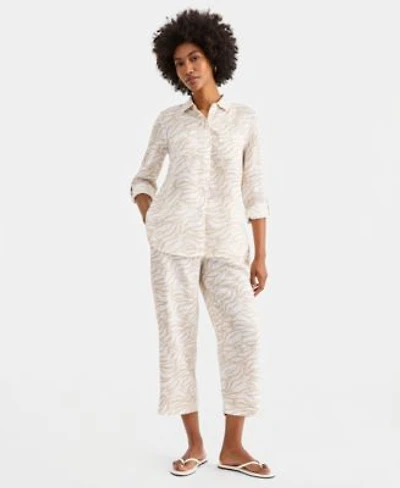Charter Club Womens Linen Shirt Linen Drawstring Pants Macys Exclusive