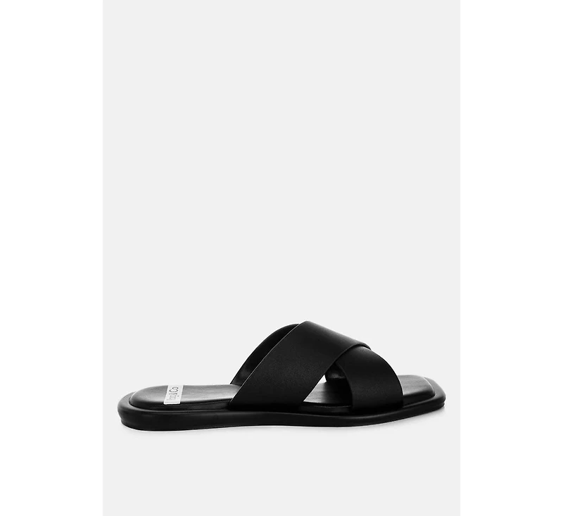 Rag and Co Women's Shosa Genuine Leather Criss-Cross Flats