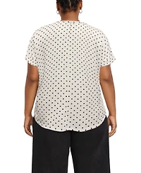 Coin 1804 Plus Polka Dot Bubble Crinkley Rolled Sleeve Top