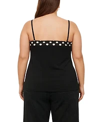 Coin 1804 Plus Polka Dot Mesh Panel Cami Top