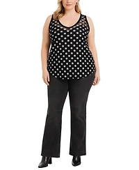 Coin 1804 Plus Polka Dot Mesh Double Tank Top