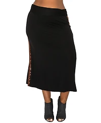 Coin 1804 Plus Sequin Side Contrast Fold Over Midi Skirts