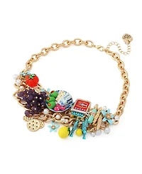 Betsey Johnson Faux Stone Girl Dinner Charcuterie Bib Statement Necklace