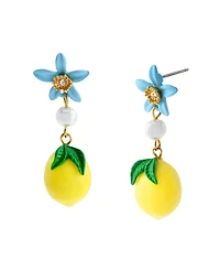 Betsey Johnson Faux Stone Girl Dinner Lemon Drop Earrings